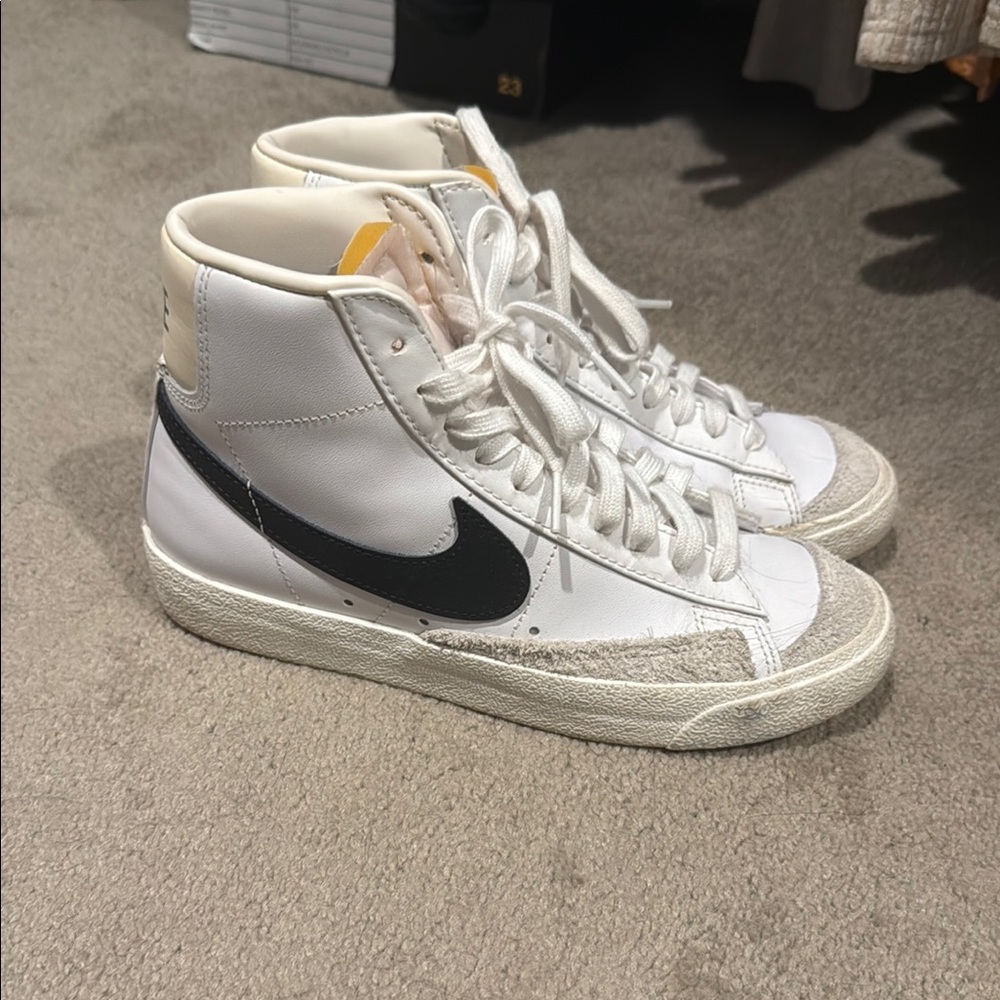 Nike White and Black High-Top Sneakers